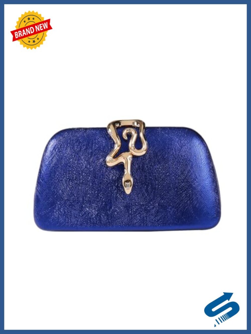 PU Leather Clutch Bag with Snake Accent Removable Chain Crossbody
